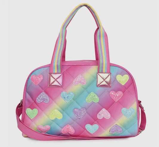 Hearts Quilted Medium Duffle Bag