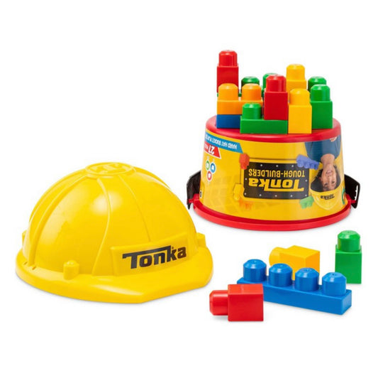 Tonka Tough Builders Hard Hat & Large Size Building Block & Bucket Playset