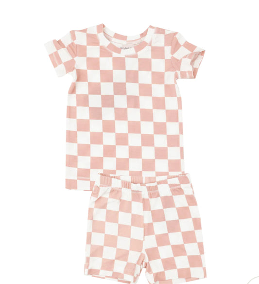 Checkerboard Pink Short Lounge Wear Set