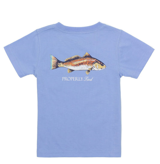 Boys Redfish Short Sleeve Light Blue