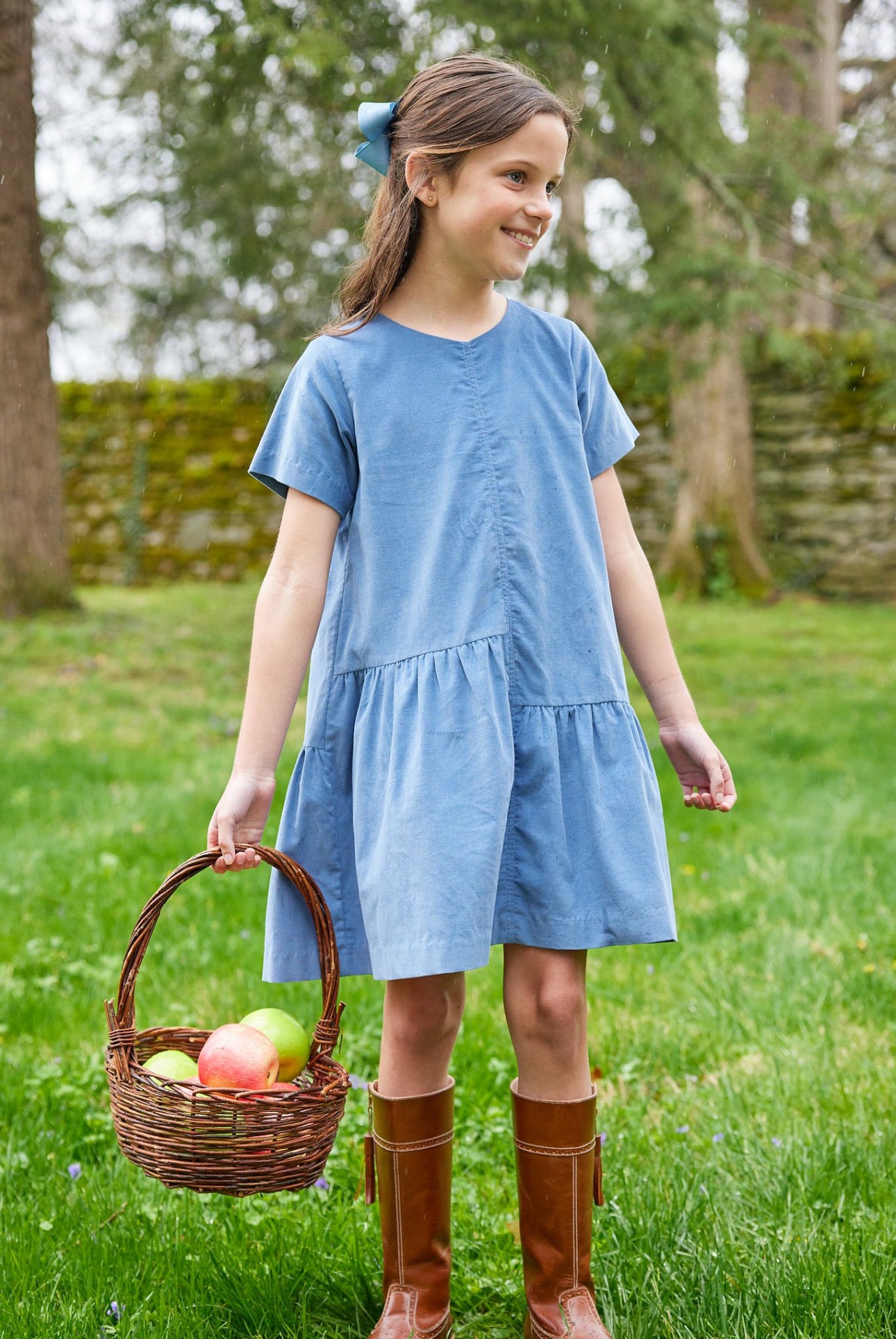 Asymmetrical Jillian Dress - Stormy Blue Corduroy