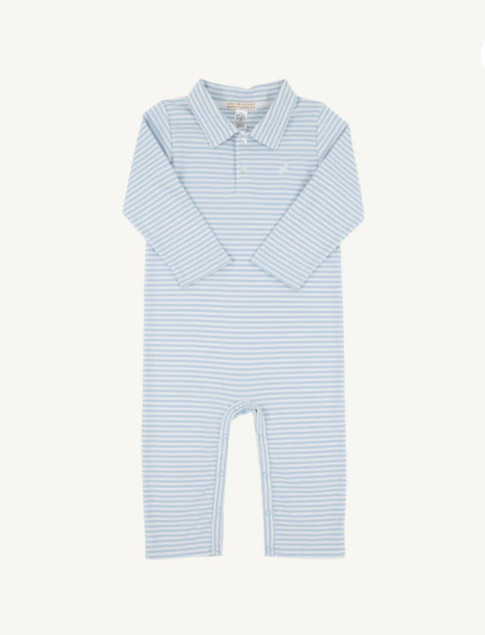 Long Sleeve Sir Proper's Romper Beale Street Blue Stripe/Worth Ave White