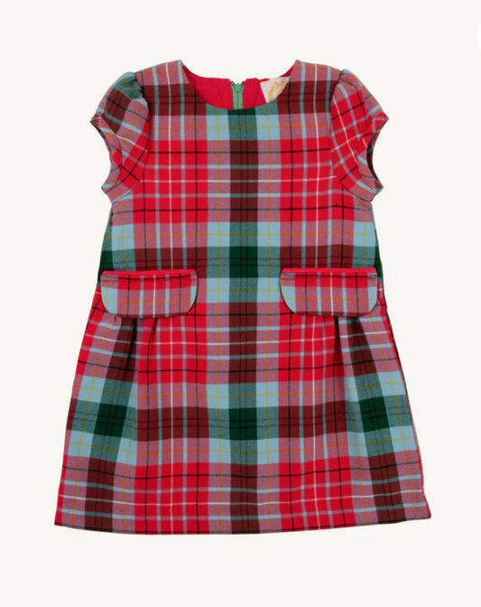 Betts Bow Dress Woven Yarn Wilson Pier Plaid/Richmond Red