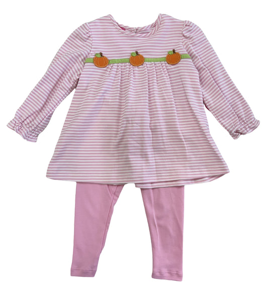 Pumpkin Pink Stripe Tunic Set with Pink Leggings