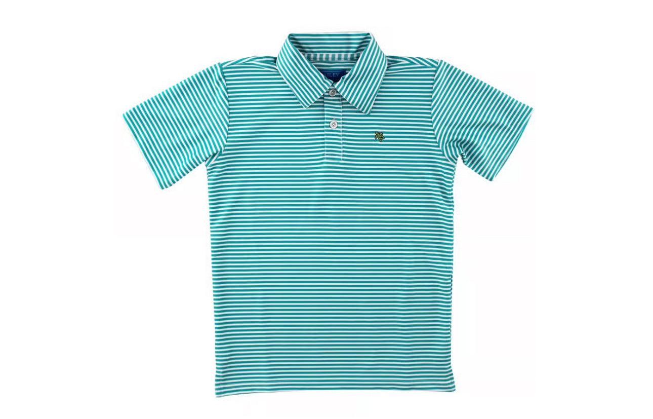 Short Sleeve Stripe Performance Polo Ocean