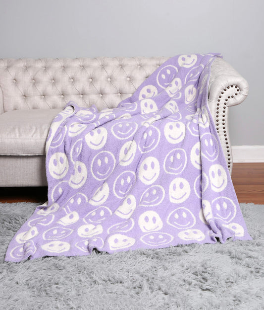 Happy Face Blanket Lavender