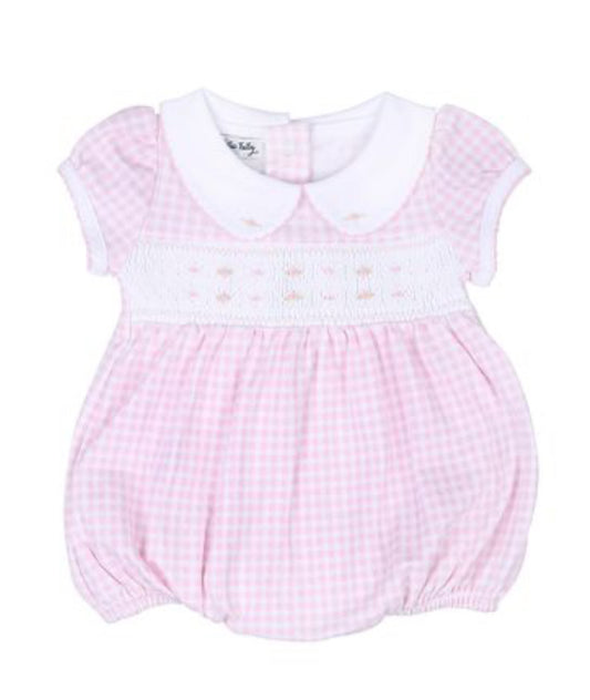 Mini Checks Short Sleeve Girl Bubble Pink