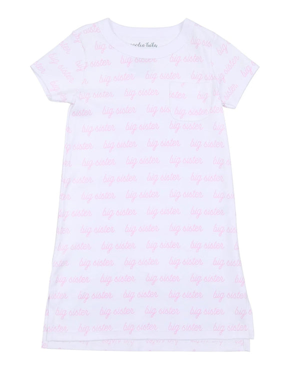 Big Sister Printed Short Sleeve Nightdress Pink