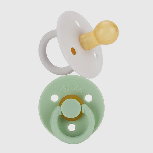 Itzy Soother™ Natural Rubber Paci Sets Mint + White