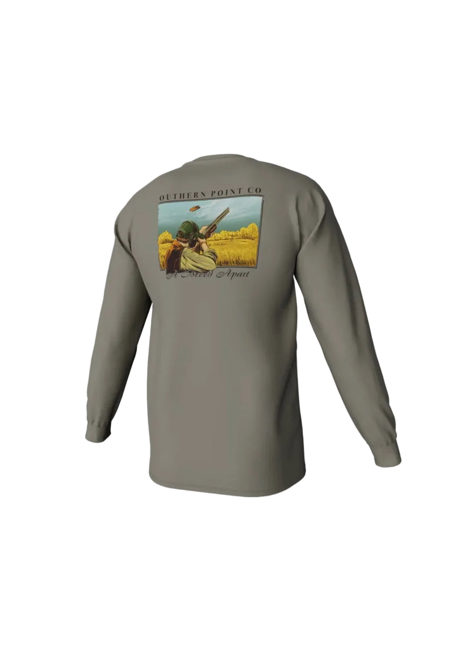 Youth Clay Shooting Long Sleeve Pocket Tee - Laurel Oak