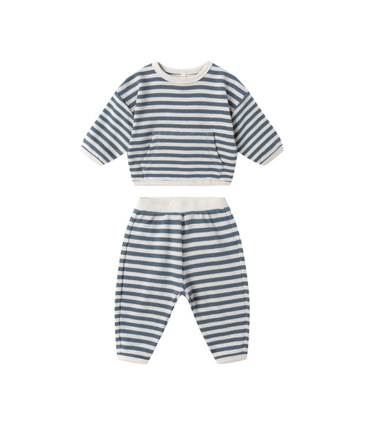Waffle Slouch Set Ocean Stripe