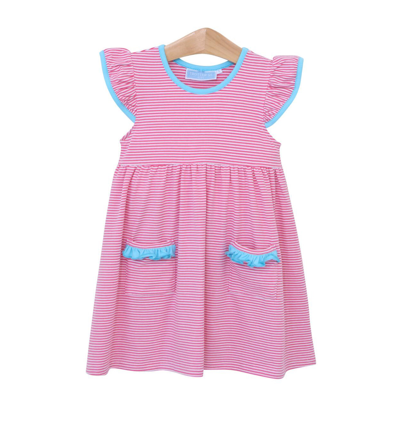 Lucy Dress- Pink Stripe & Aqua