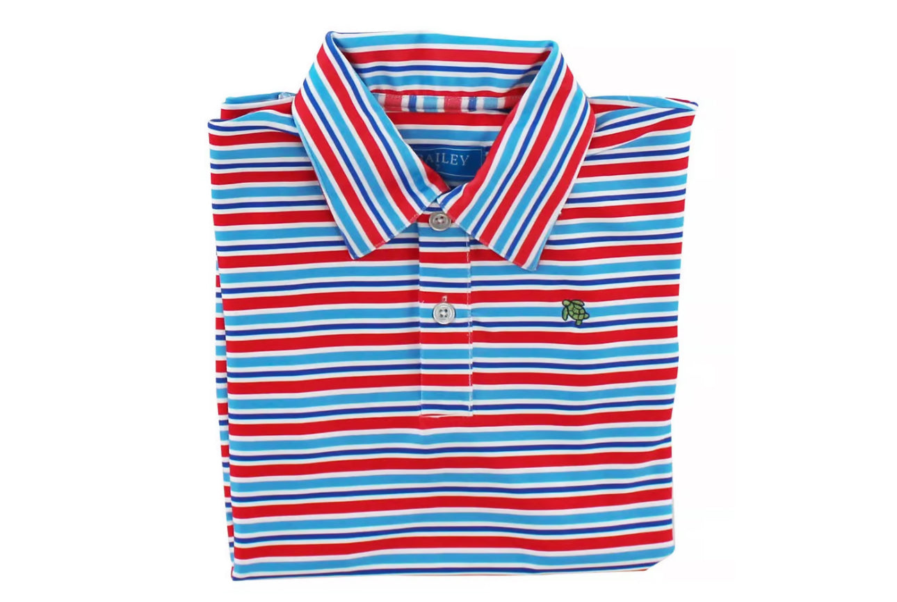 Short Sleeve Stripe Performance Polo Liberty