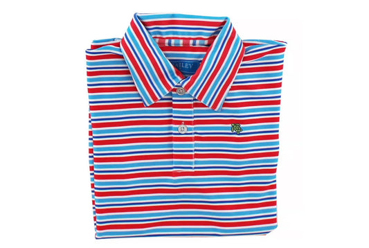 Short Sleeve Stripe Performance Polo Liberty