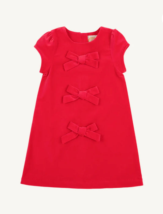 Betts Bow Dress Velveteen Richmond Red Velveteen