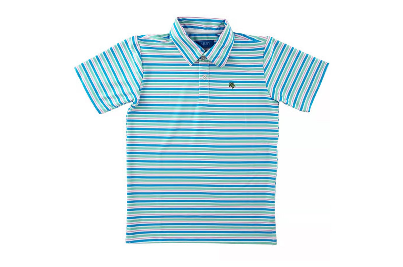 Short Sleeve Stripe Performance Polo Paradise