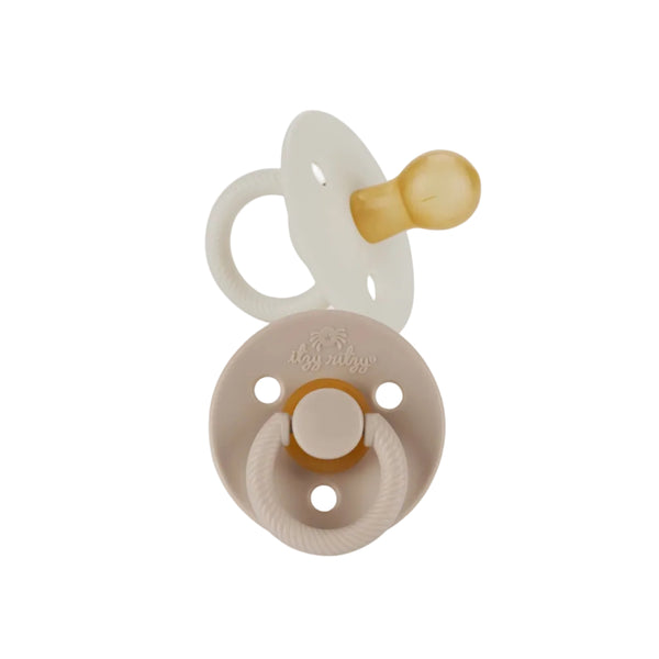 Itzy Soother™ Natural Rubber Paci Sets Coconut + Toast 0-6m