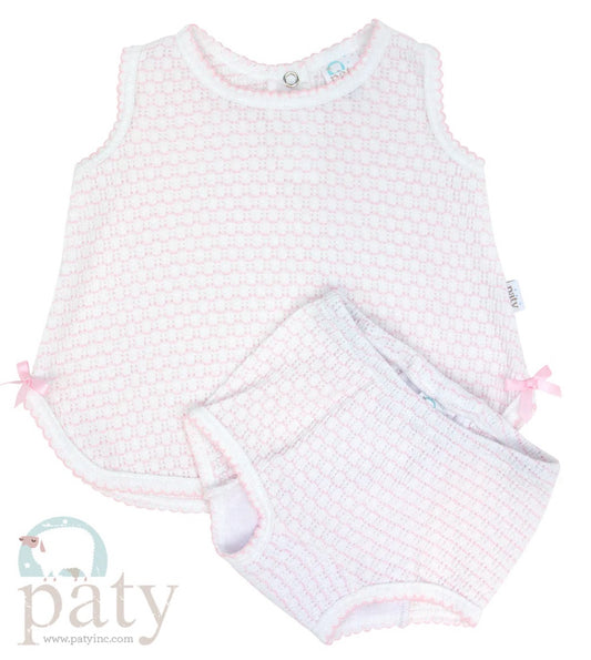 2 PC Set, Sleeveless Top with Diaper Cover Pink