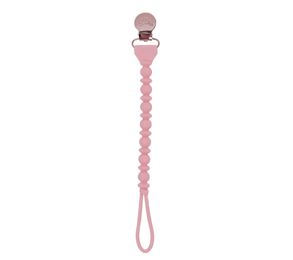 Sweetie Strap™ Silicone One-Piece Pacifier Clips  Pink Beaded