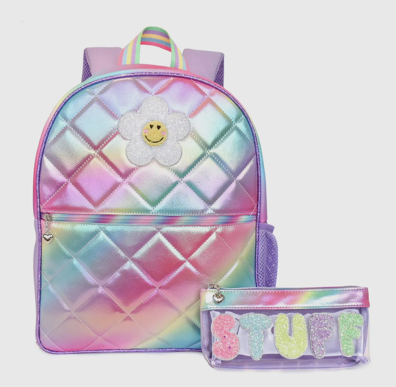 Daisy Metallic Ombre Quilted Large
Backpack with Pencil Case