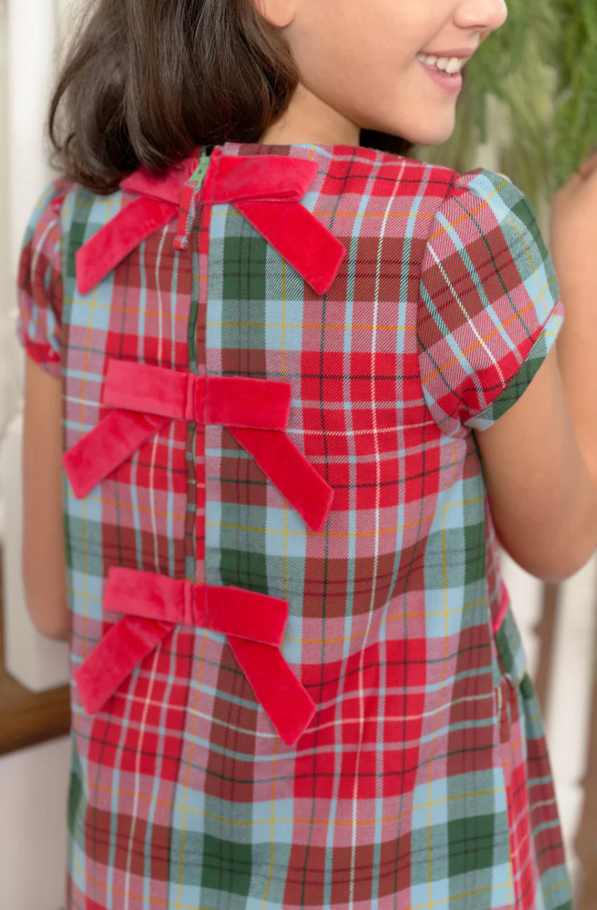 Betts Bow Dress Woven Yarn Wilson Pier Plaid/Richmond Red