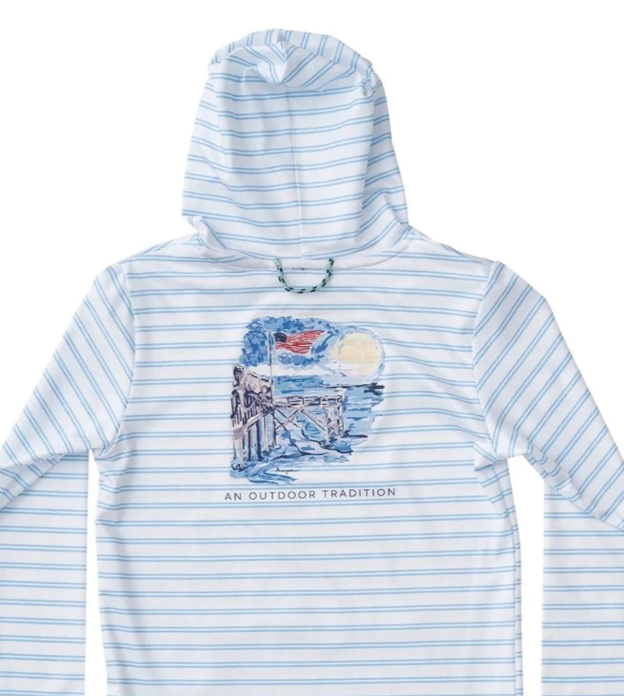 Pro Performance Hoodie Fishing Tee Placid Blue Stripe (PLBST)