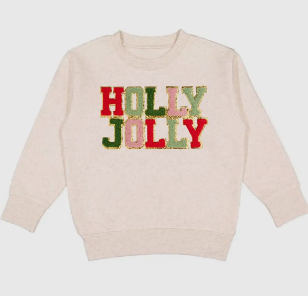 Holly Jolly Patch Christmas Sweatshirt - Kids Holiday