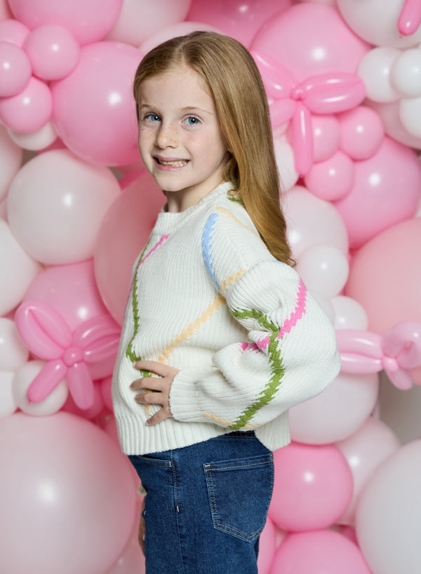 Winter White Abstract Sweater