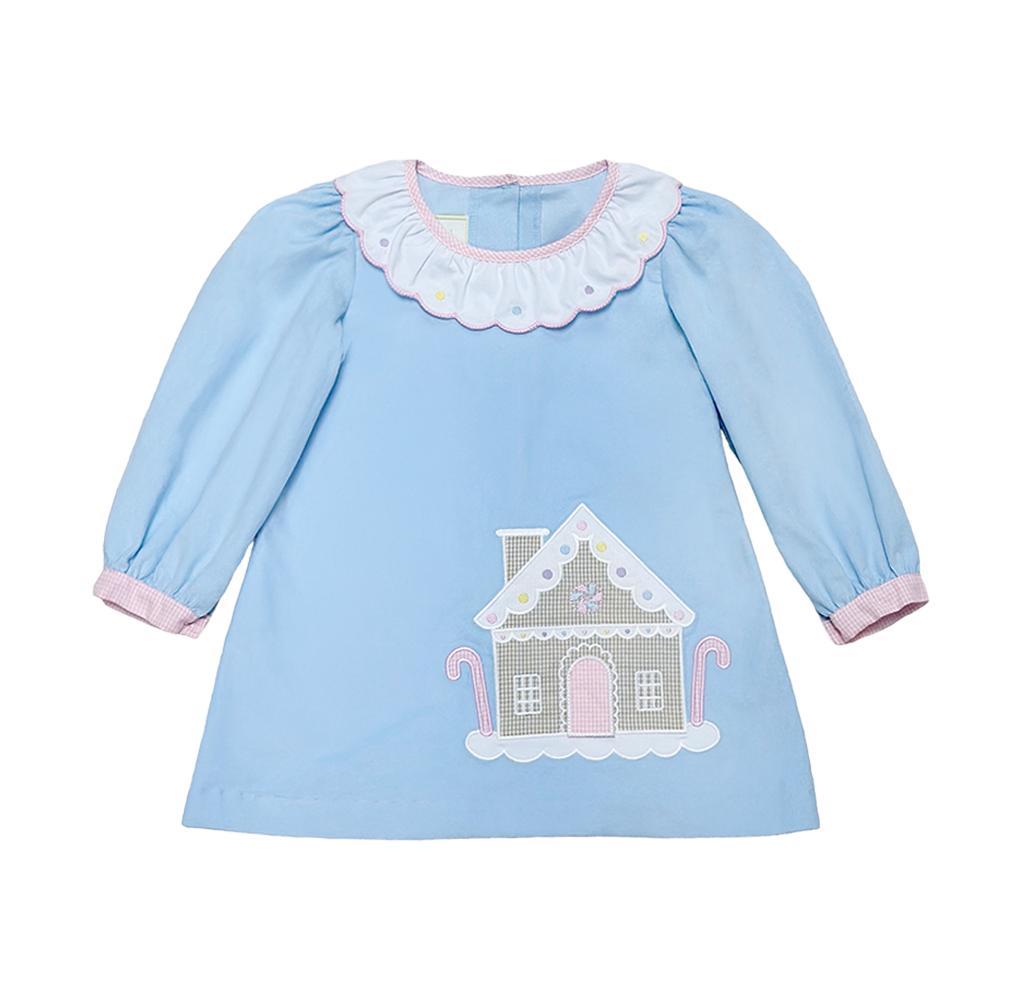 Gingerbread House Amelie Dress Light Blue Cord