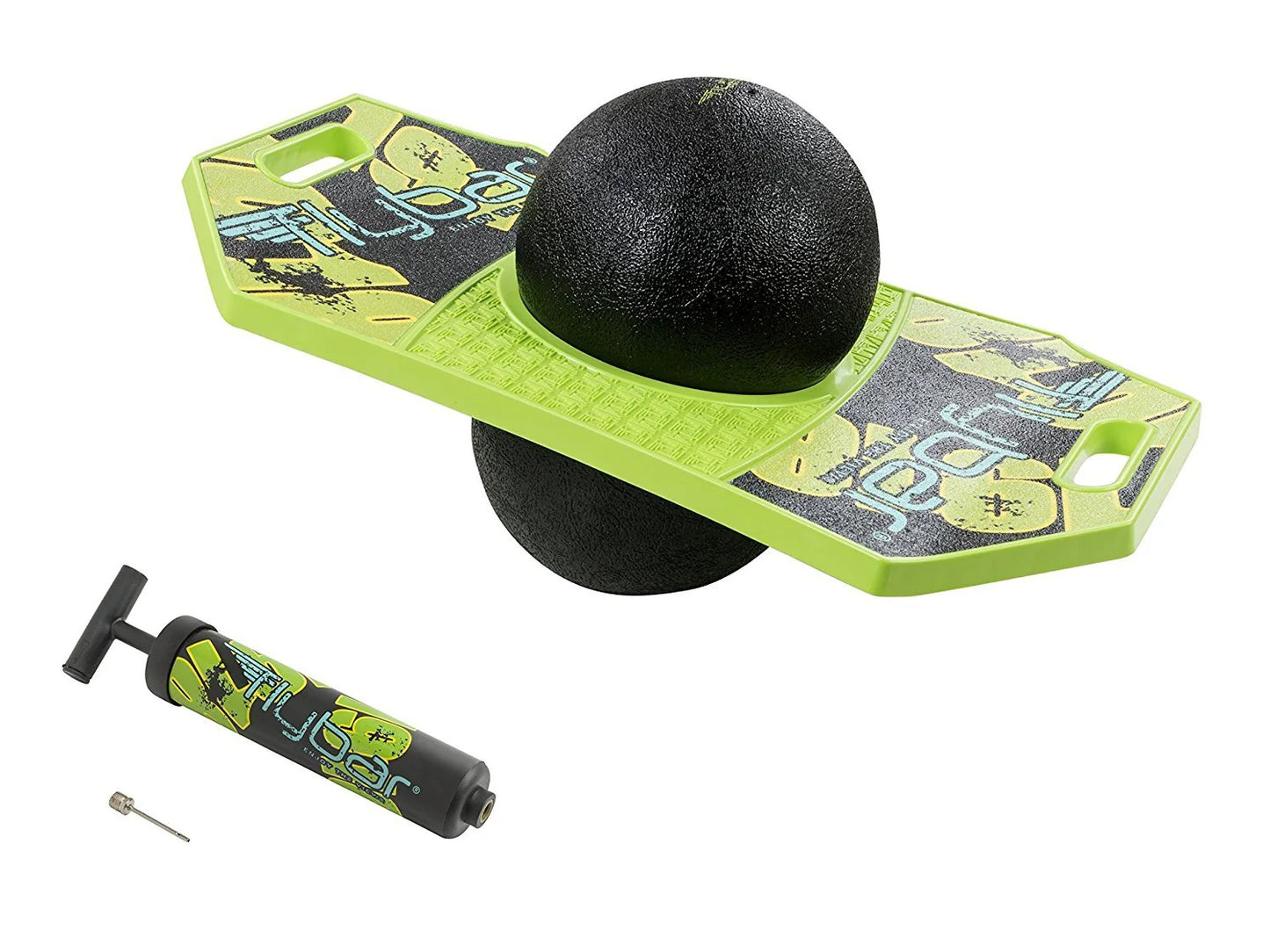 Flybar Pogo Ball Trick Board With Grip Tape For Kids Ages 6 & Up Green Mean