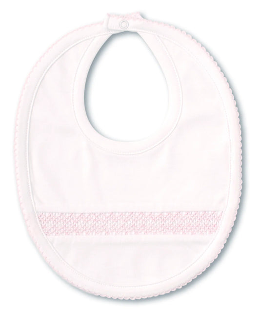 Hand Smocked CLB Charmed White/Pink Bib