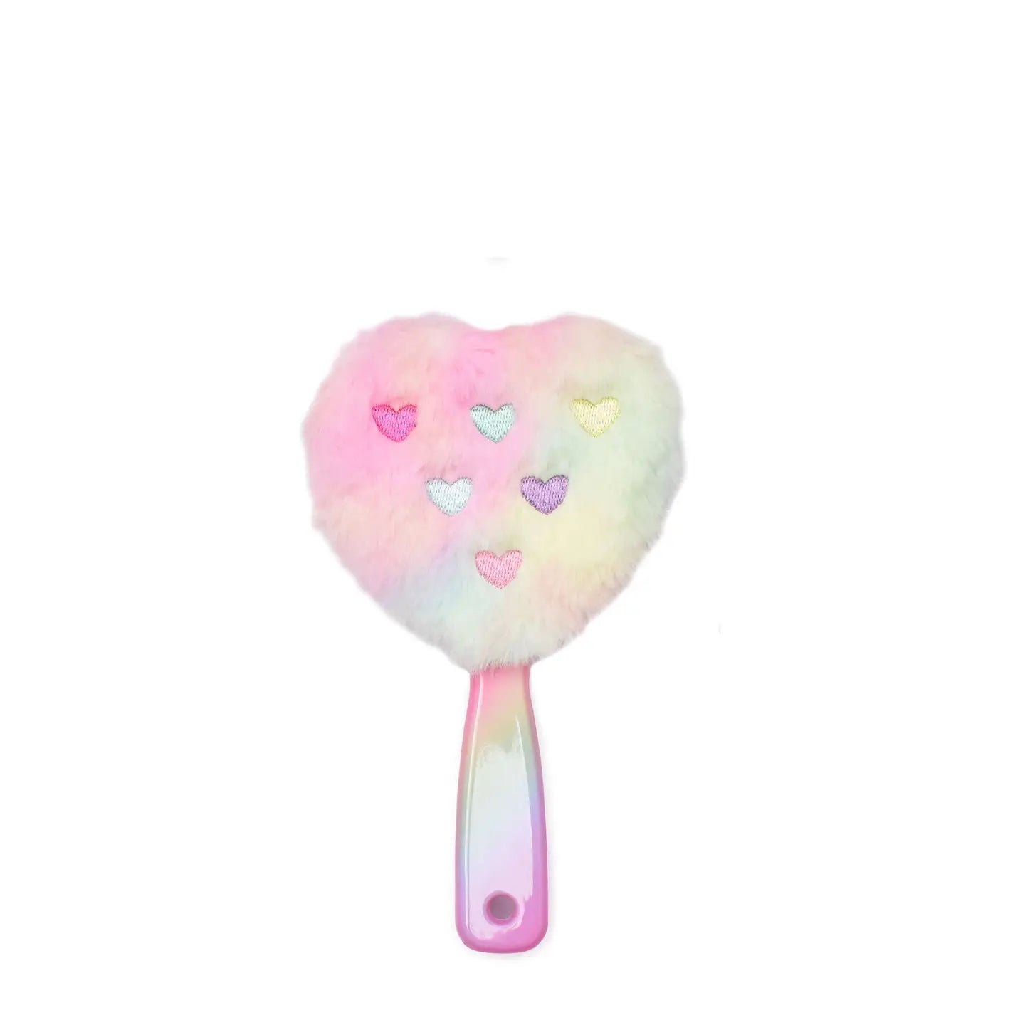 Heart Embroidered Plush Heart-Shaped Hairbrush