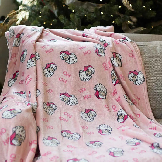 Hohoho Santa Throw Pink 50x60