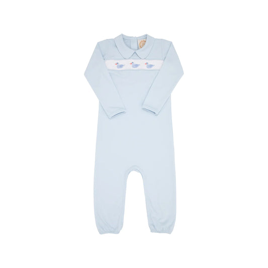 Rigsby Romper Buckhead Blue With Duck Smocking