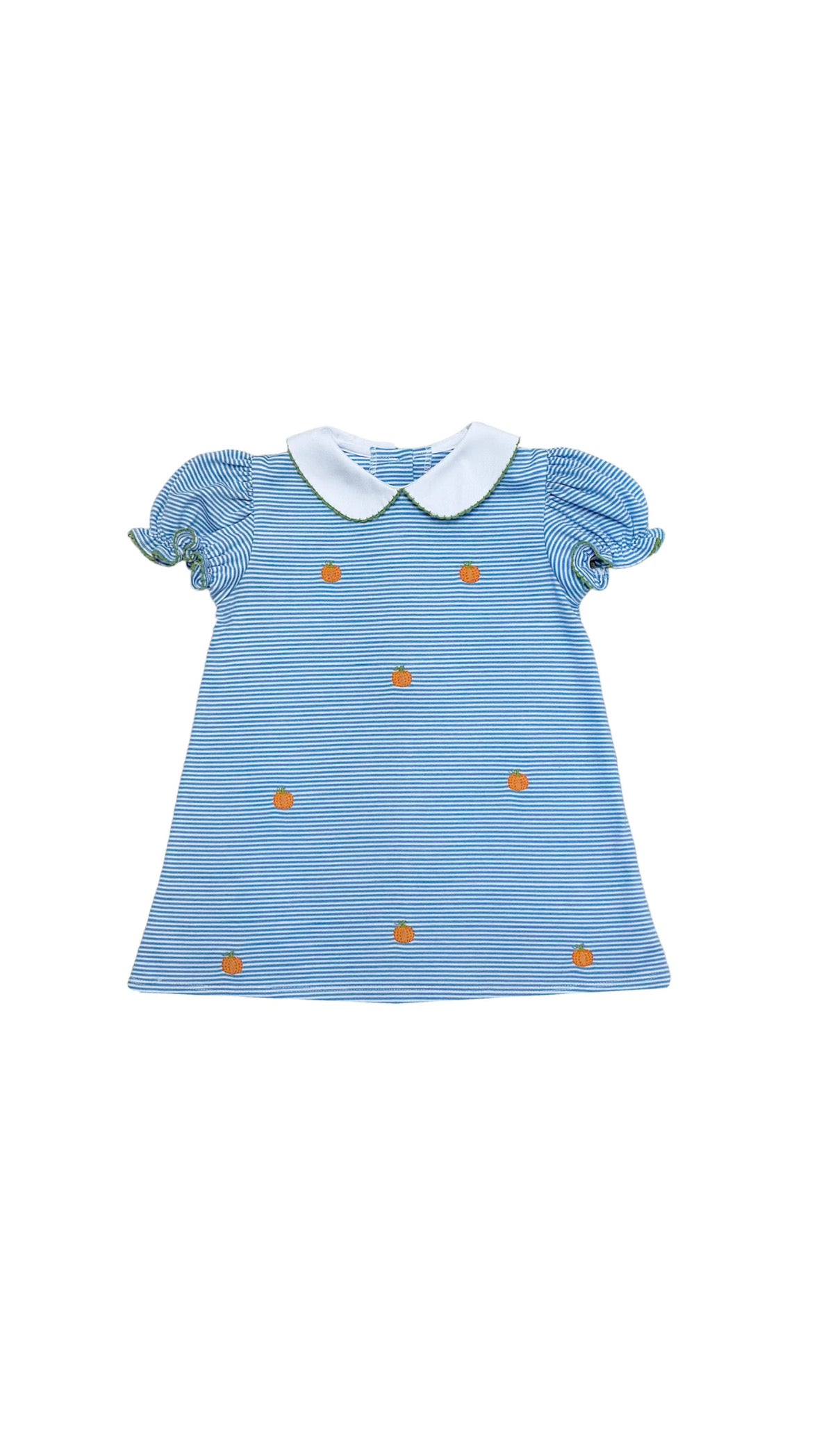 Pumpkin Louisa Dress Periwinkle Bitty Stripe Knit