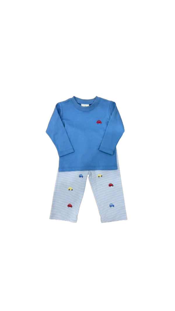 Cars Harry's Play Play Tee Periwinkle & Car Leo Pants Light Blue Stripe Knit