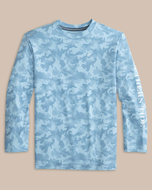Y LS Island Camo Perf Tee Clearwater Blue
