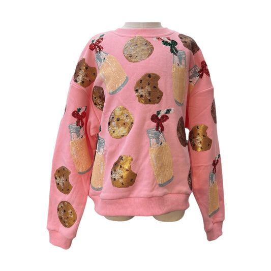 Kids Light Pink Milk & Cookies Sweatshirt