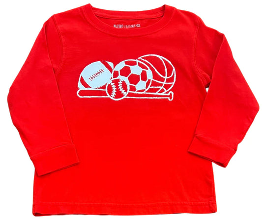 Long Sleeve Red Sports T-shirt