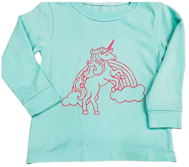 Long Sleeve Light Mint Unicorn T-shirt