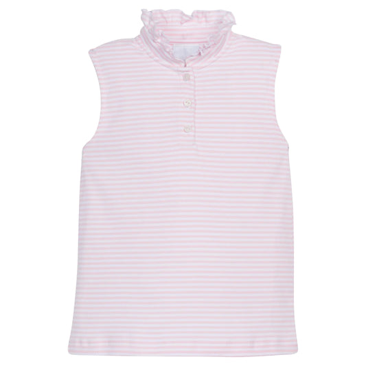 Sleeveless Hastings Polo - Light Pink Stripe