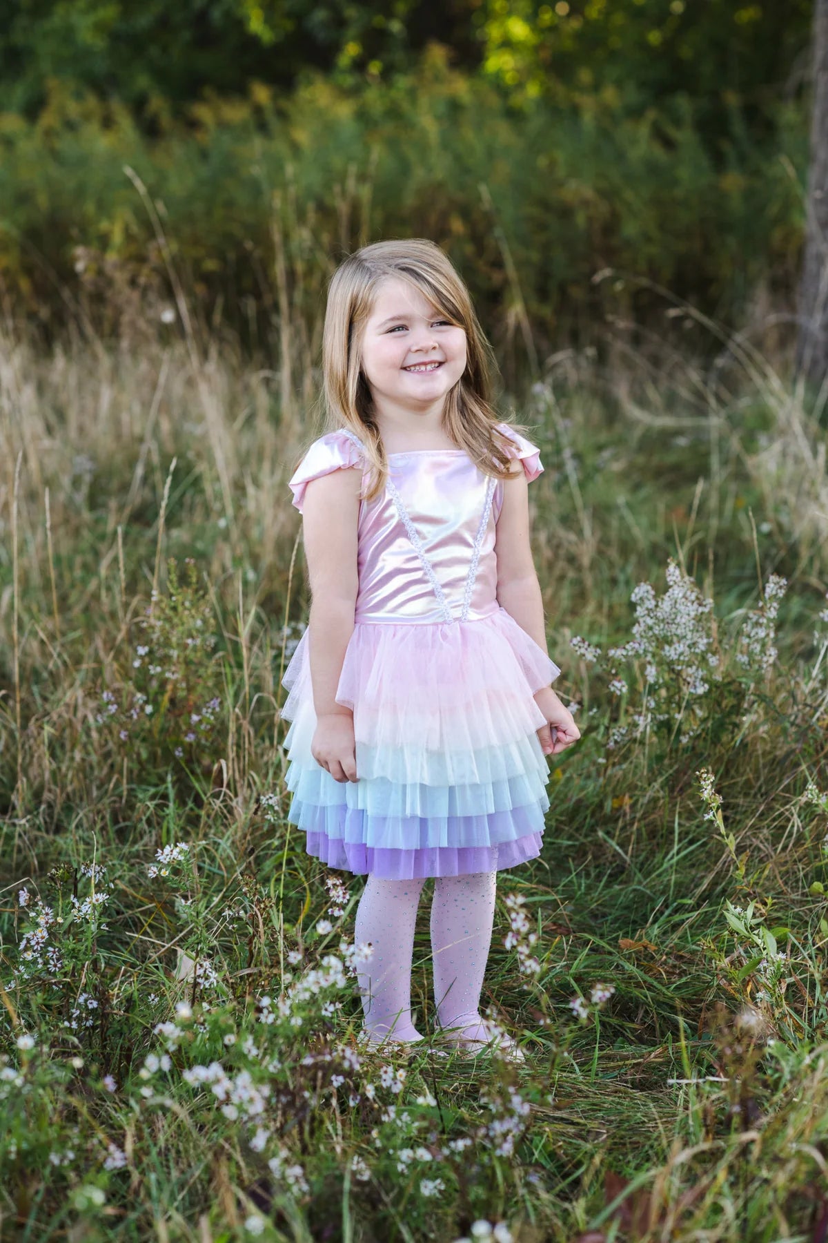 Rainbow Ruffle Tutu Dress Pink