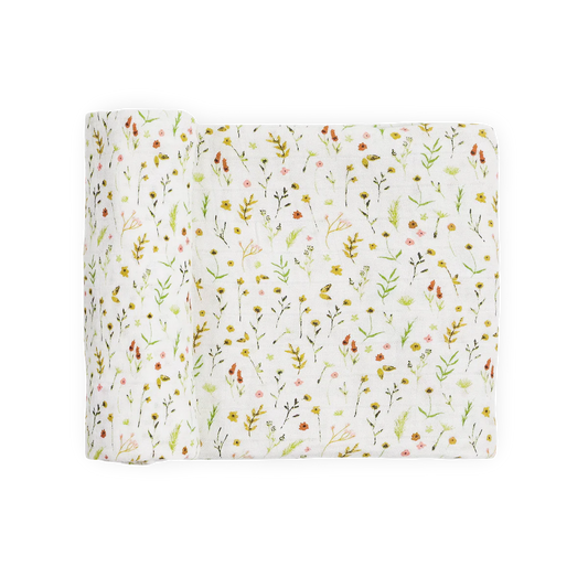 Organic Cotton Muslin Swaddle Blanket - Floral Field