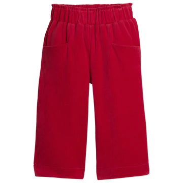 Cropped Palazzo Pants - Red Velour