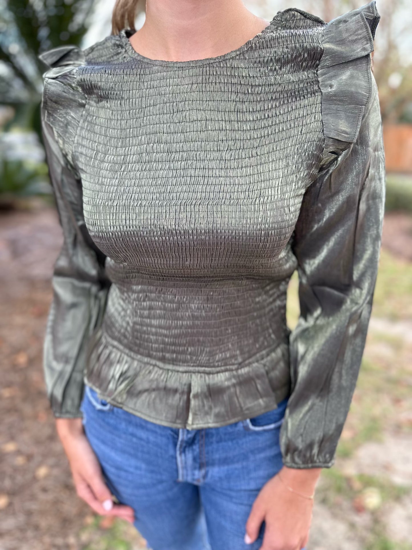 Olive Shimmer Shirt