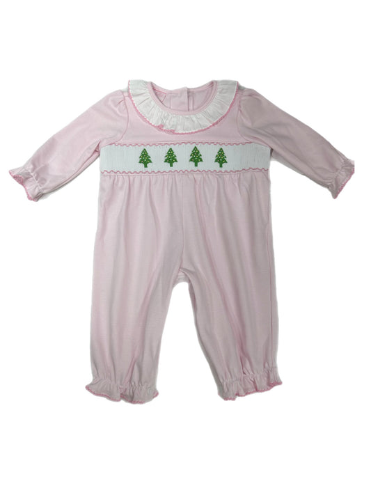 Pink Long Romper with Christmas Tree