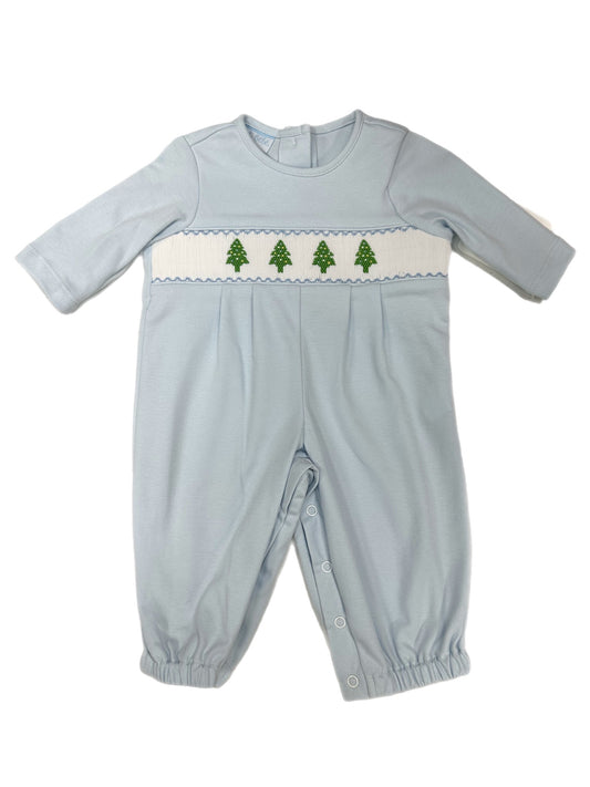 Blue Long Romper with Christmas Tree