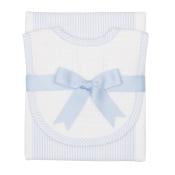 Seersucker Stripe Drooler Bib & Burp Set Blue