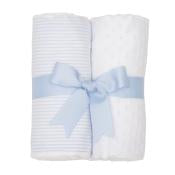 Blue Seersucker Stripe Set of Two Fabric Burps