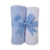 Small Check Set of Two Fabric Burps Blue
